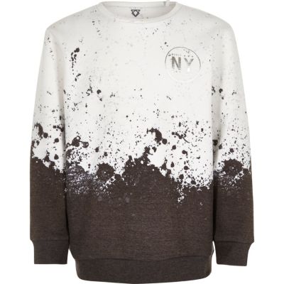 Boys white paint splatter sweatshirt